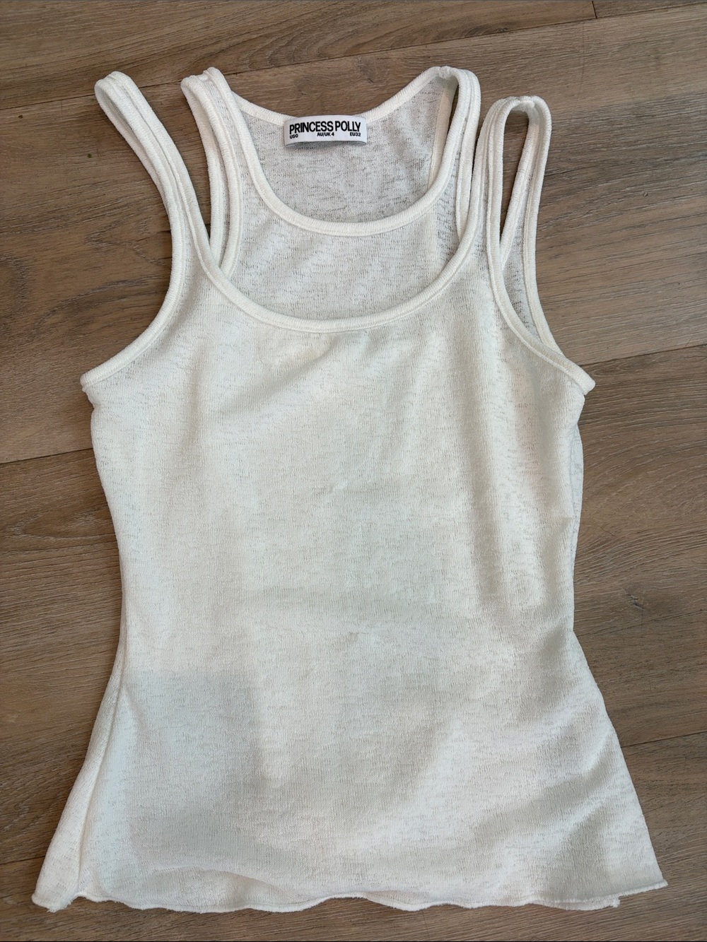 Princess Polly Cream Double-Strap Tank Top